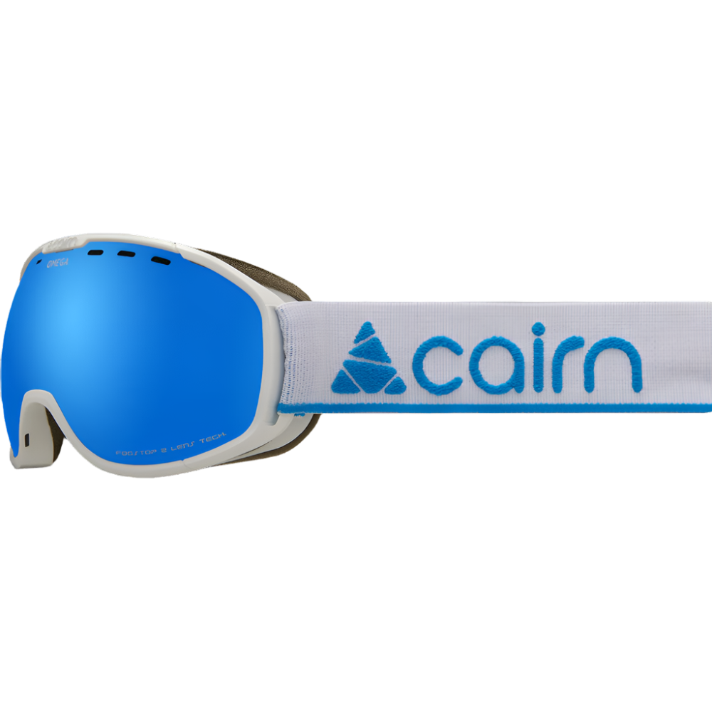 Ski Goggles - Cairn Omega - Shiny White Blue/Silver Mirror SPX 3000