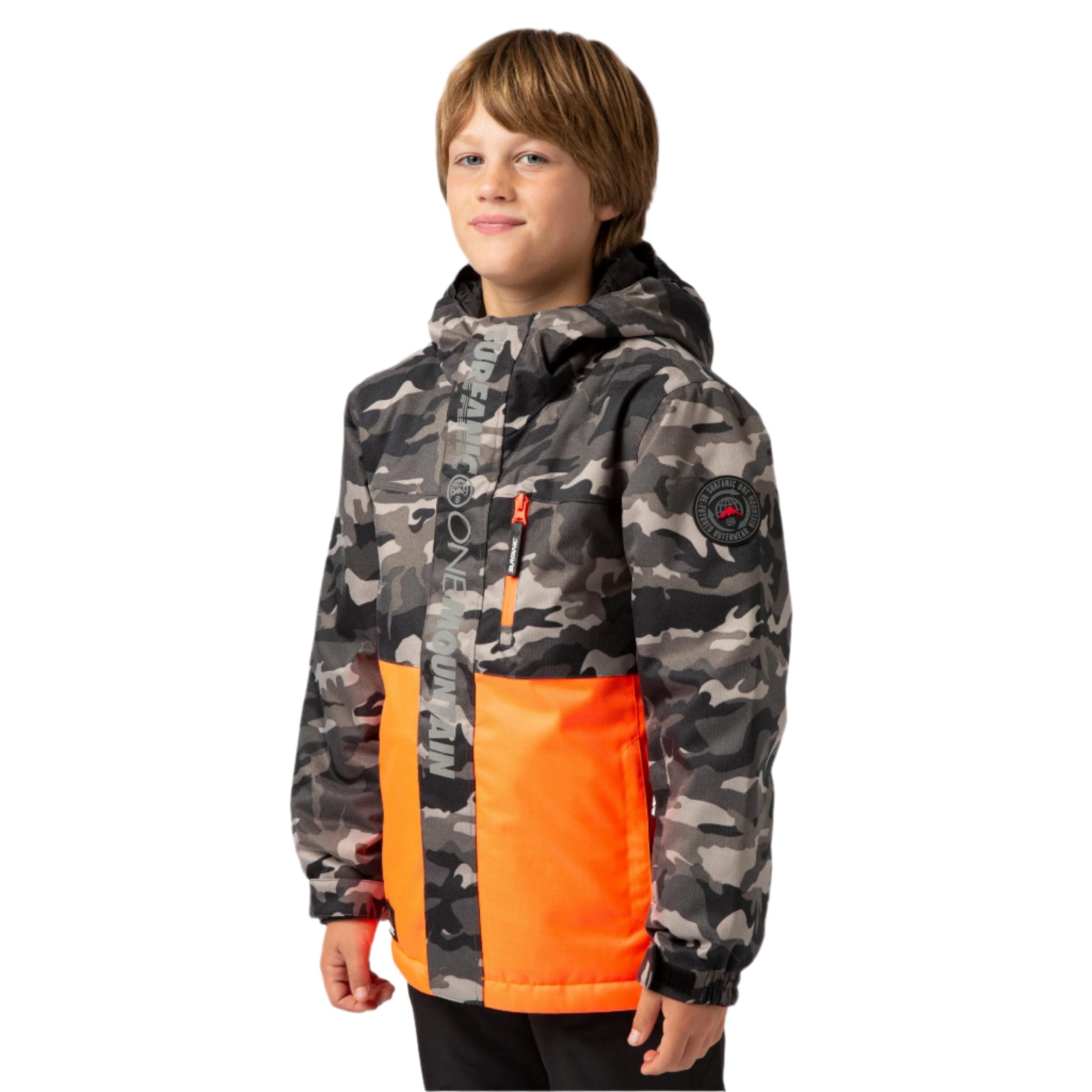 Ski Jacket Surfanic Mission Surftex Boys Fluro Orange Only one unit left 92cm 2 3 years