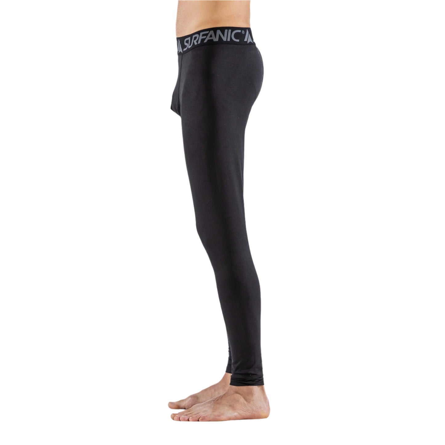 Thermal Long Johns - Surfanic Bodyfit Mens Full Length Baselayer - Black