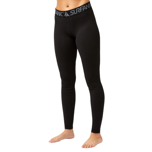 Thermal Long Johns - Surfanic Cozy Full Length Ladies Baselayer - Black