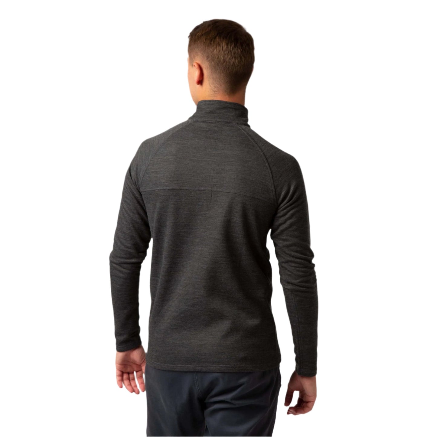 Thermal Merino Wool Ski Top - Surfanic Bodyfit Pro Zip Neck Men's Baselayer - Charcoal