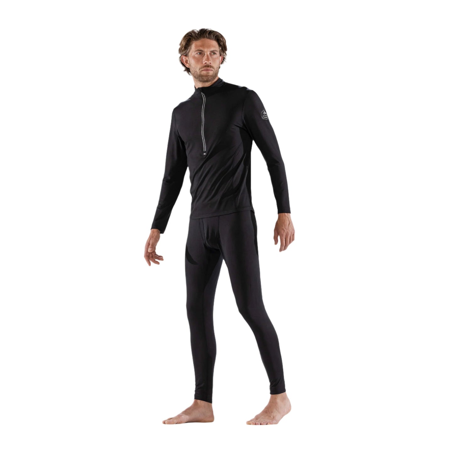 Thermal Ski Top - Surfanic Bodyfit Zip Neck Men's Baselayer - Black