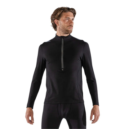 Thermal Ski Top - Surfanic Bodyfit Zip Neck Men's Baselayer - Black