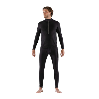 Thermal Ski Top - Surfanic Bodyfit Zip Neck Men's Baselayer - Black