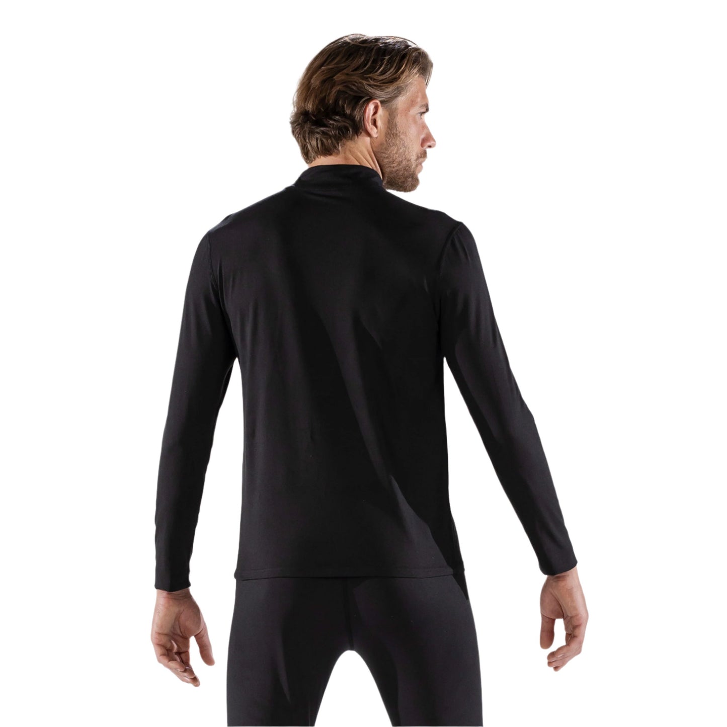 Thermal Ski Top - Surfanic Bodyfit Zip Neck Men's Baselayer - Black