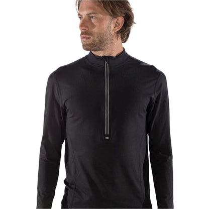 Thermal Ski Top - Surfanic Bodyfit Zip Neck Men's Baselayer - Black