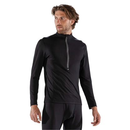 Thermal Ski Top - Surfanic Bodyfit Zip Neck Men's Baselayer - Black