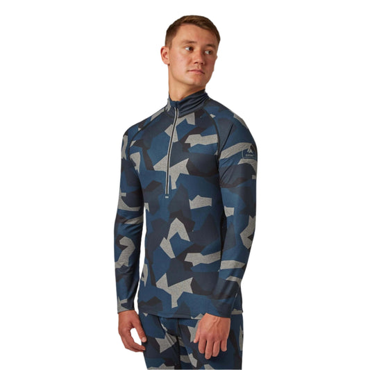 Thermal Ski Top - Surfanic Bodyfit Zip Neck Men's Baselayer - Geo Camo (Limited Edition)