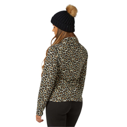 Thermal Ski Top - Surfanic Warm Zip Recycled Micro Fleece Ladies - Leopard