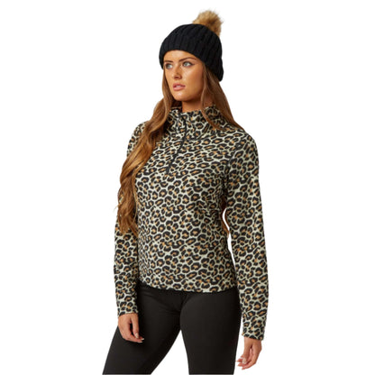 Thermal Ski Top - Surfanic Warm Zip Recycled Micro Fleece Ladies - Leopard