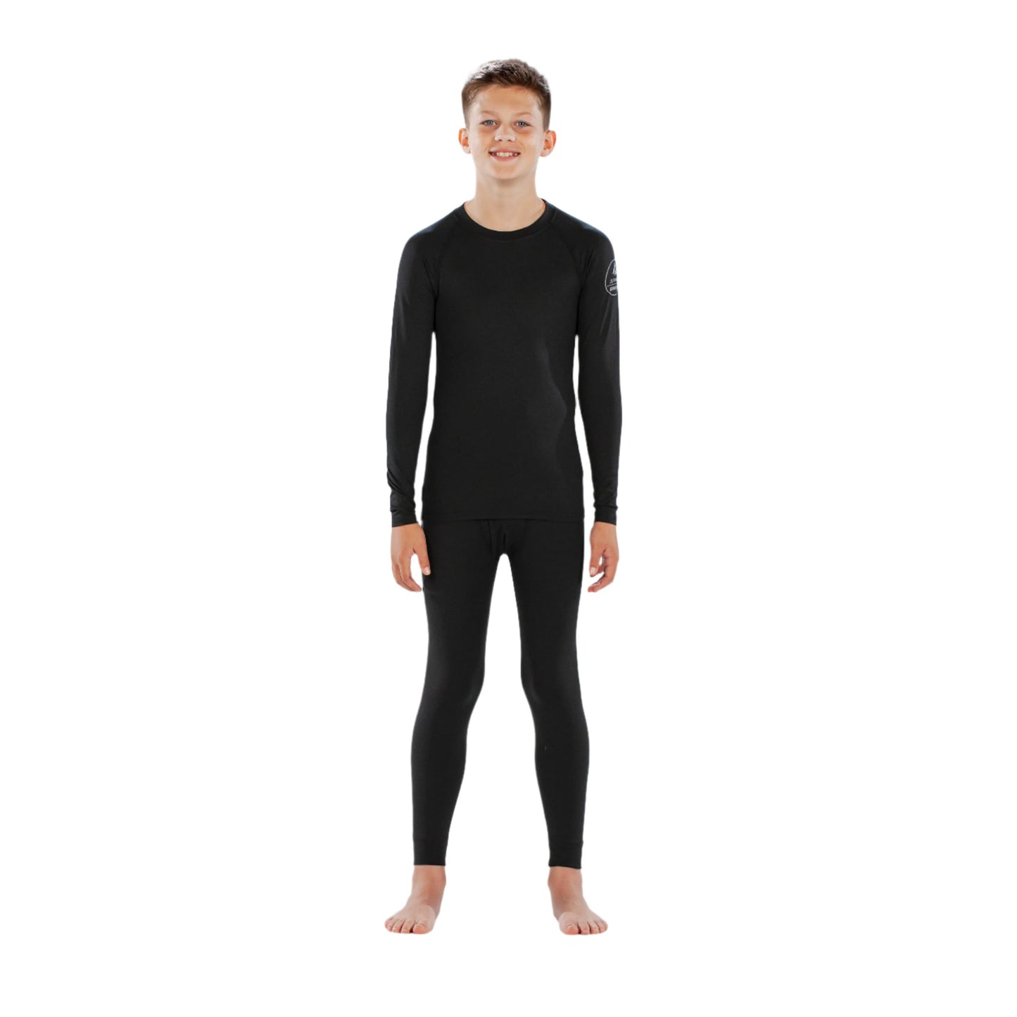 Thermal Top - Surfanic Bodyfit Crew Neck Boys Baselayer - Black