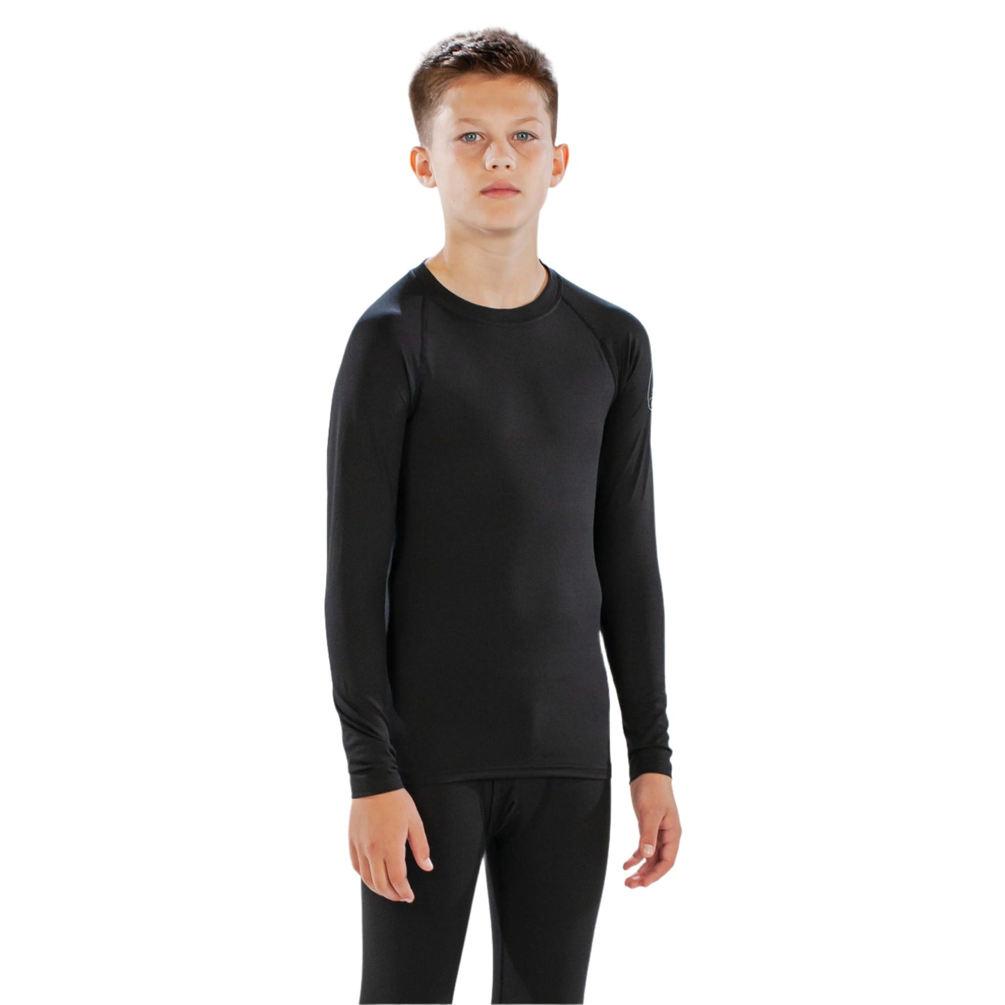 Thermal Top - Surfanic Bodyfit Crew Neck Boys Baselayer - Black