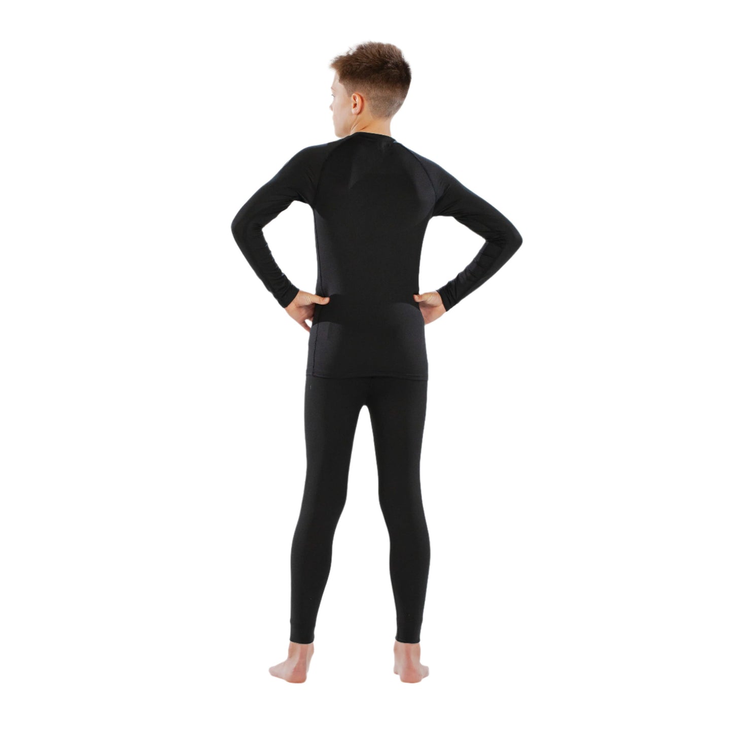 Thermal Top - Surfanic Bodyfit Crew Neck Boys Baselayer - Black