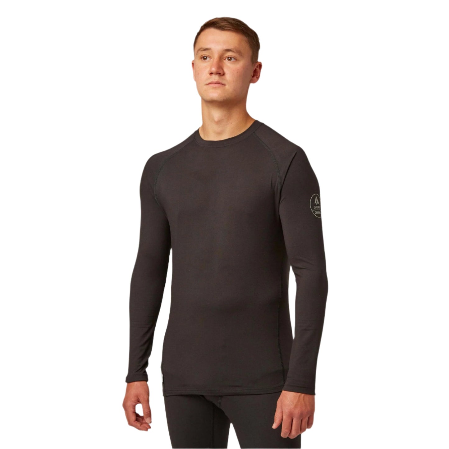 Thermal Top - Surfanic Bodyfit Crew Neck Mens Baselayer - Black