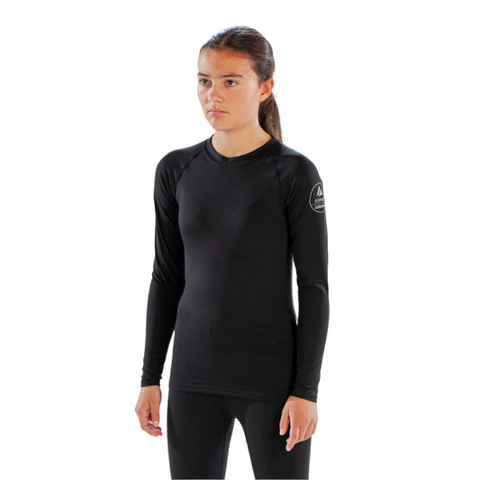 Thermal Top - Surfanic Cozy Crew Neck Girls Baselayer - Black