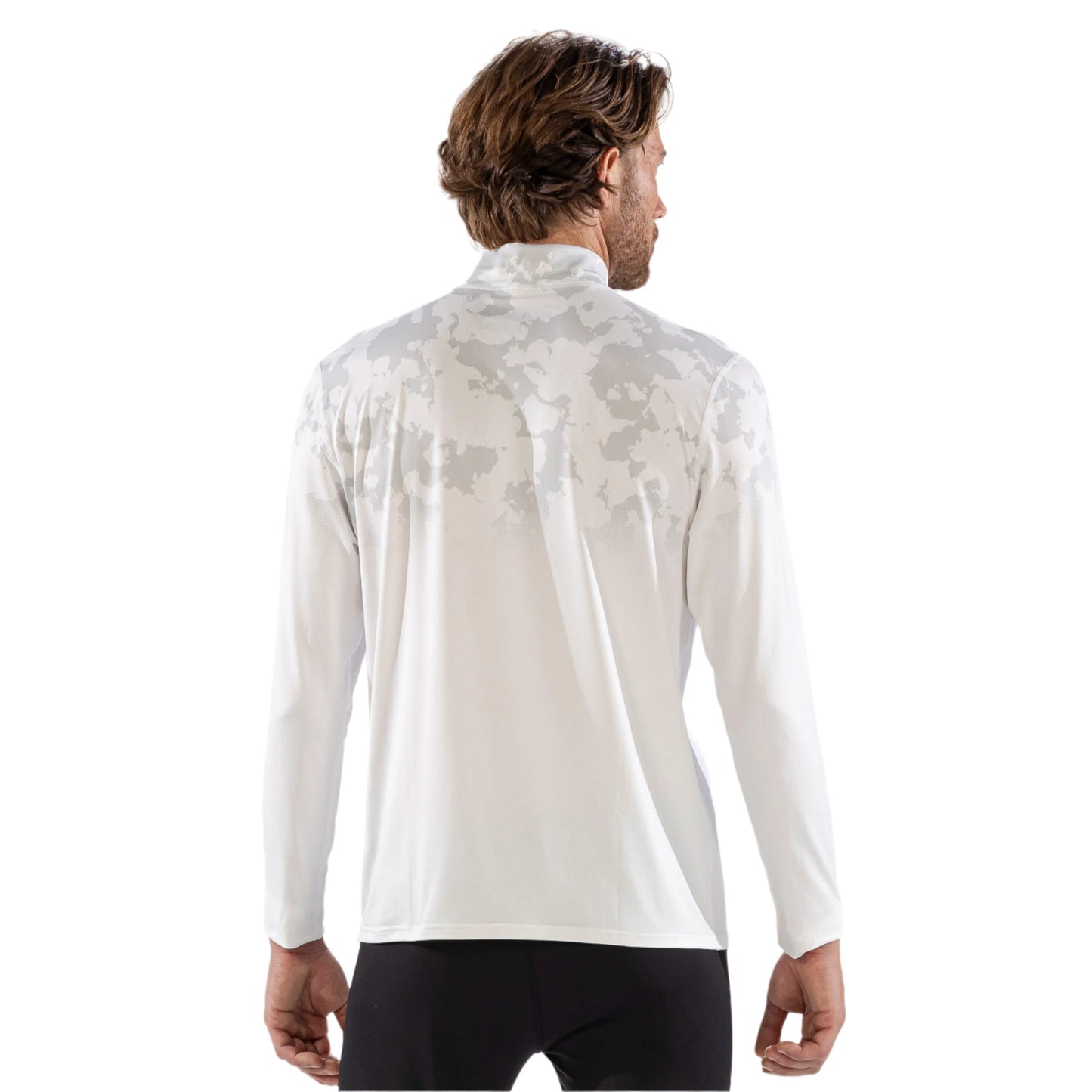 Thermal Ski Top - Surfanic Bodyfit Zip Neck Men's Baselayer - Broken Map Optic White