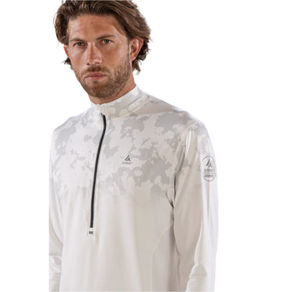 Thermal Ski Top - Surfanic Bodyfit Zip Neck Men's Baselayer - Broken Map Optic White