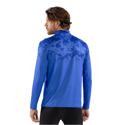 Thermal Ski Top - Surfanic Bodyfit Zip Neck Men's Baselayer - Broken Map Brilliant Blue