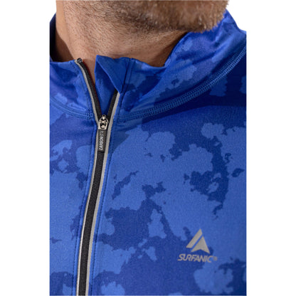 Thermal Ski Top - Surfanic Bodyfit Zip Neck Men's Baselayer - Broken Map Brilliant Blue