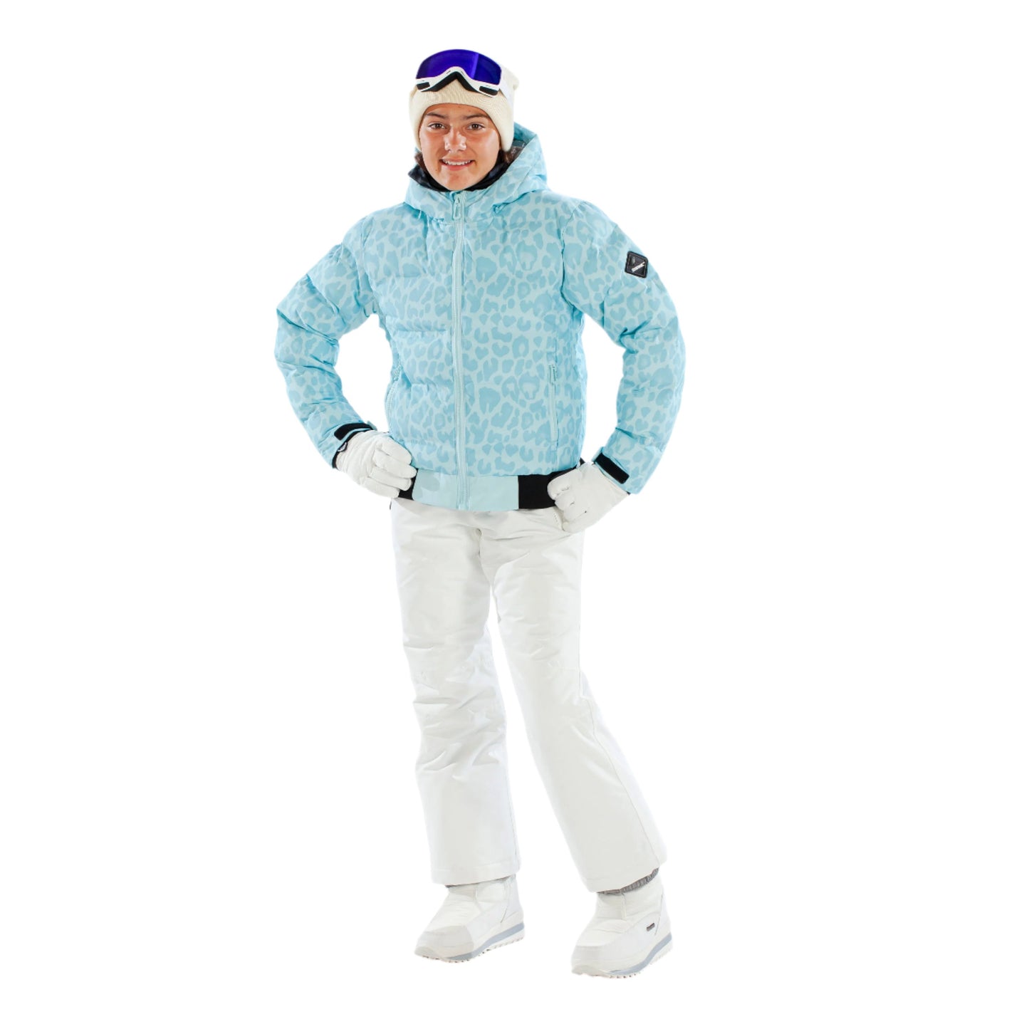 Ski Jacket - Surfanic Venice Leopard Girls - Clearwater Blue