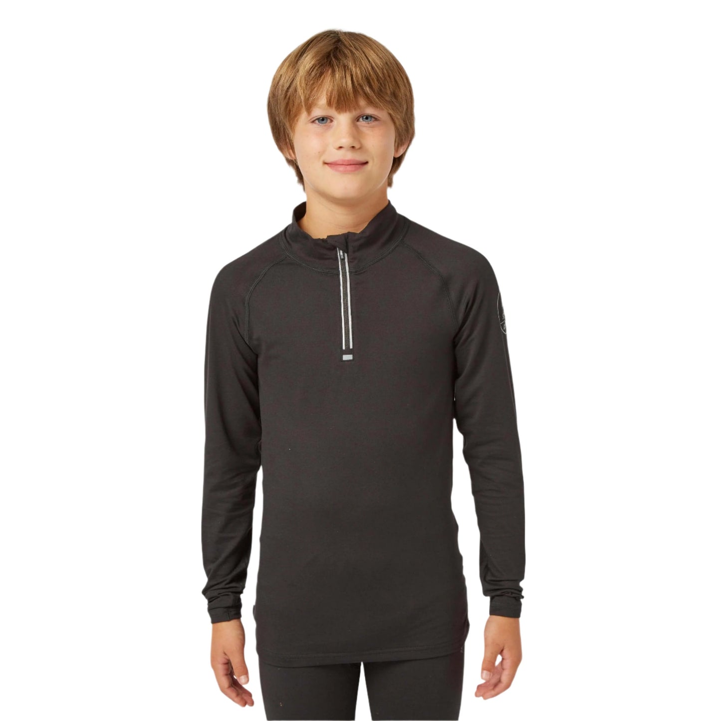 Thermal Top - Surfanic Bodyfit Zip Neck Boys Baselayer - Black  - Only size 128cm (7/8 yrs) left