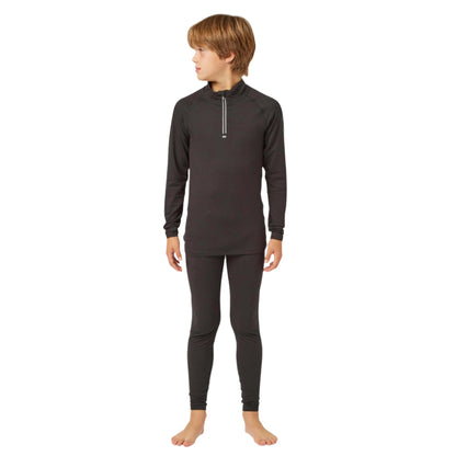 Thermal Top - Surfanic Bodyfit Zip Neck Boys Baselayer - Black  - Only size 128cm (7/8 yrs) left