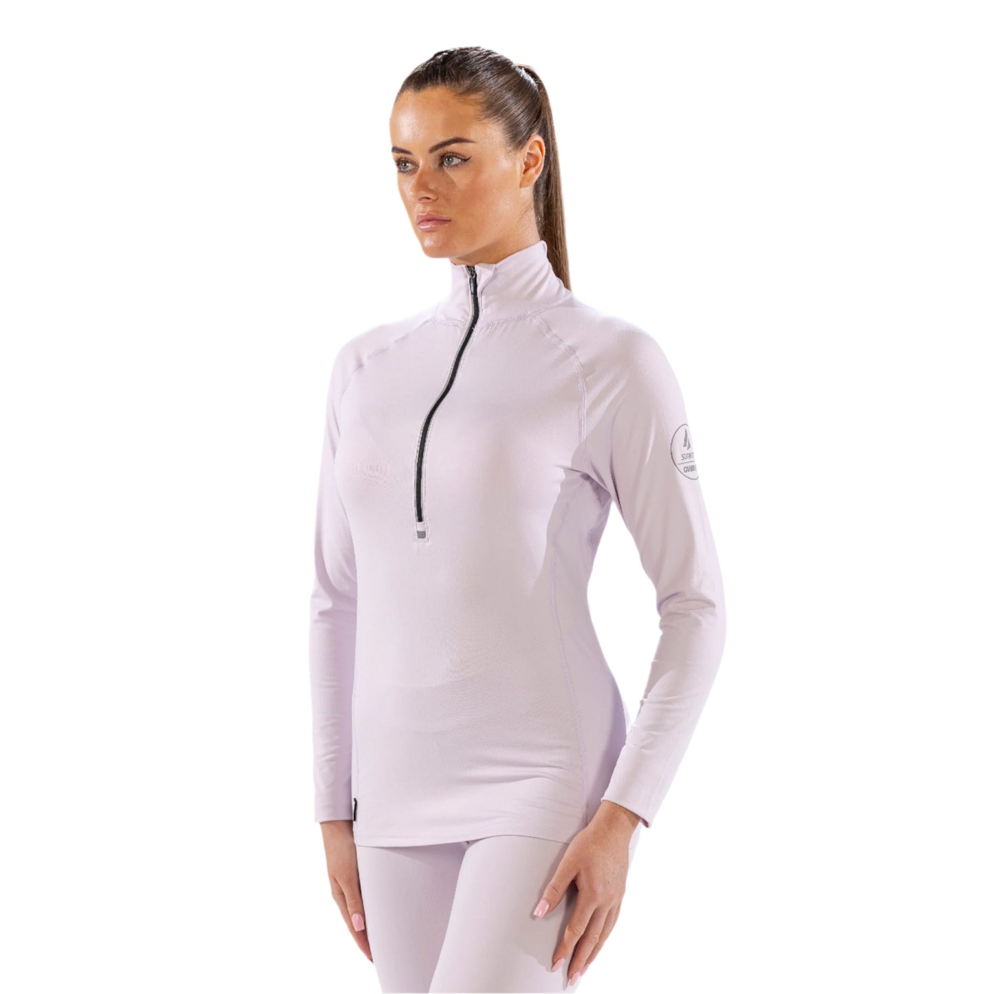 Thermal Ski Top - Surfanic Cozy Zip Neck Ladies Baselayer - Ice Lilac