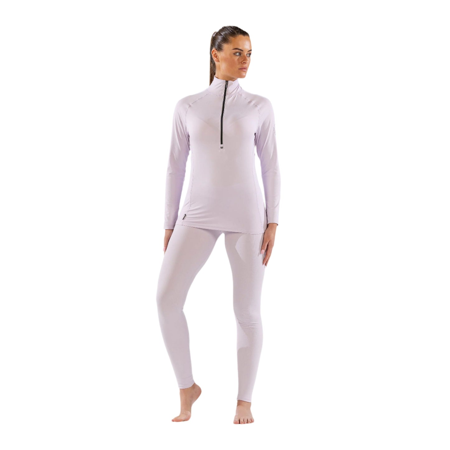 Thermal Ski Top - Surfanic Cozy Zip Neck Ladies Baselayer - Ice Lilac