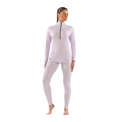 Thermal Ski Top - Surfanic Cozy Zip Neck Ladies Baselayer - Ice Lilac