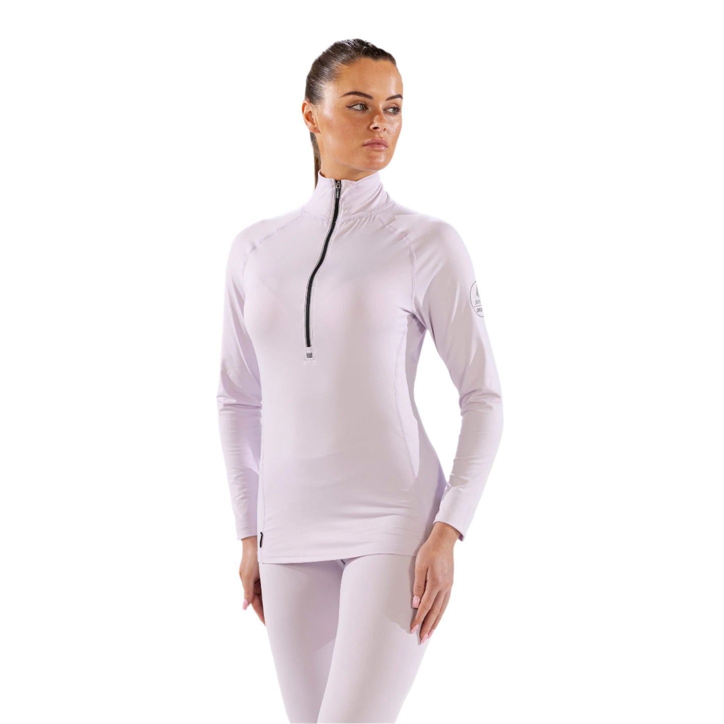 Thermal Ski Top - Surfanic Cozy Zip Neck Ladies Baselayer - Ice Lilac