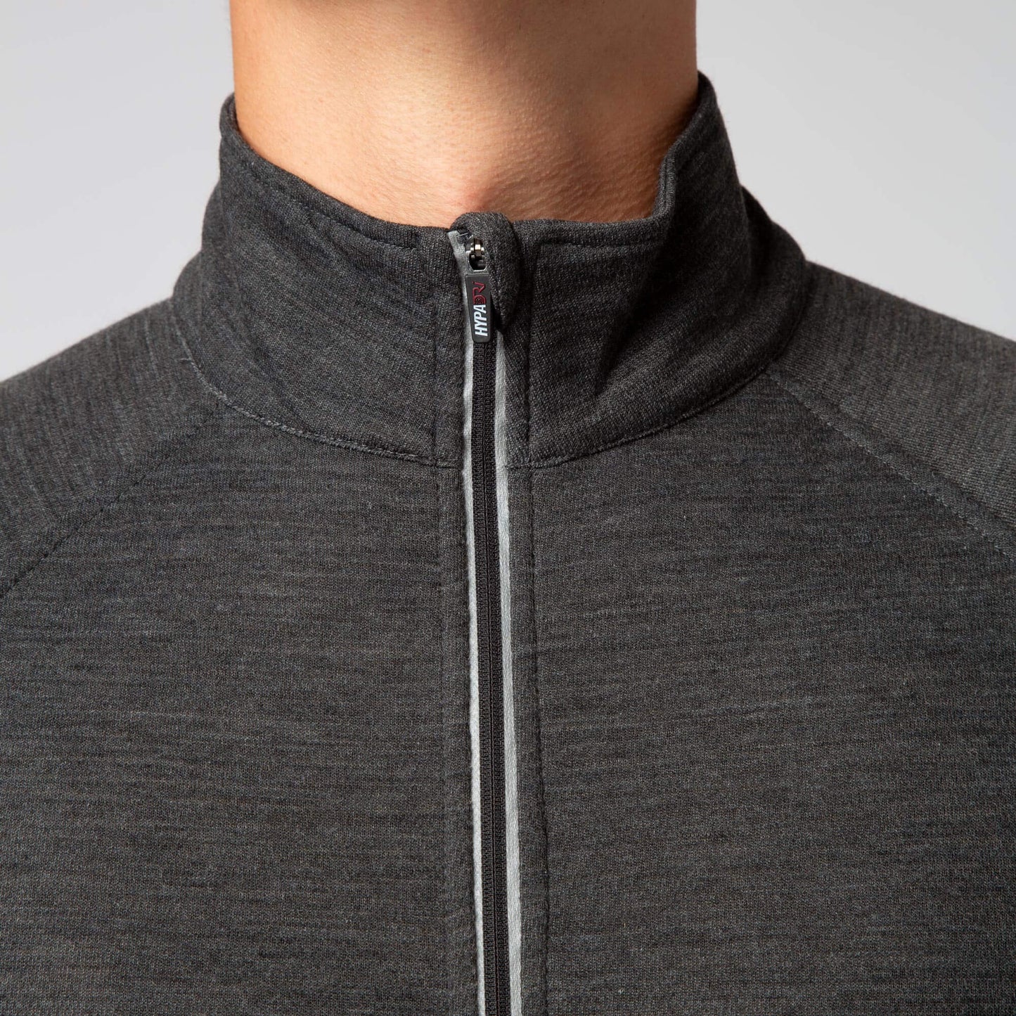 Thermal Merino Wool Ski Top - Surfanic Bodyfit Pro Zip Neck Men's Baselayer - Charcoal