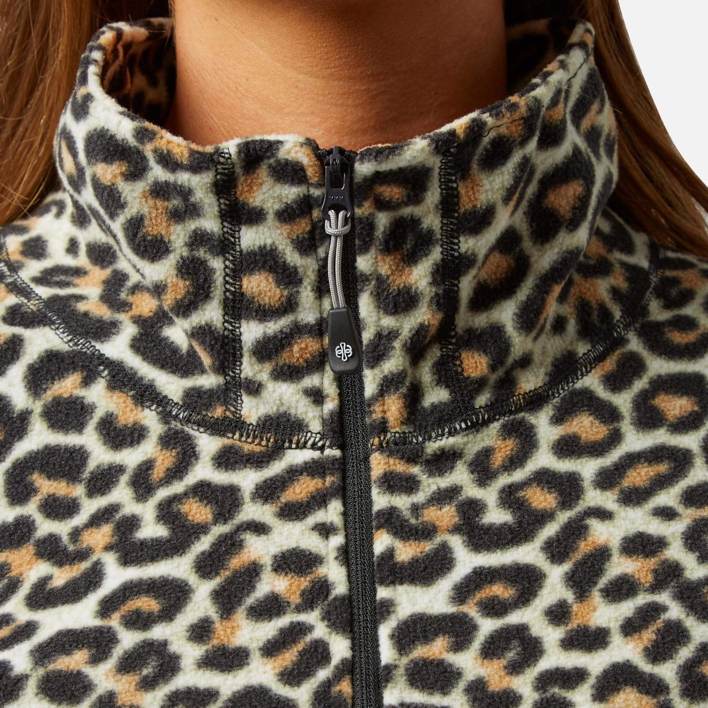 Thermal Ski Top - Surfanic Warm Zip Recycled Micro Fleece Ladies - Leopard