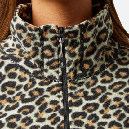 Thermal Ski Top - Surfanic Warm Zip Recycled Micro Fleece Ladies - Leopard